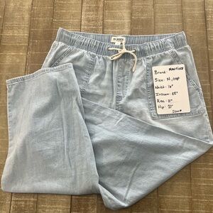 Maurices Light Wash Elastic Waist Drawstring Crop Pants Size 14